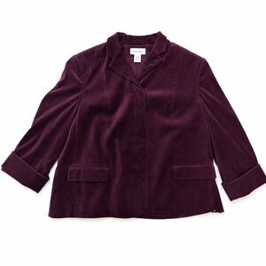 Calvin Klein Women's Purple Velvet Blazer Jacket Size 16‎ Cuffed Sleeves